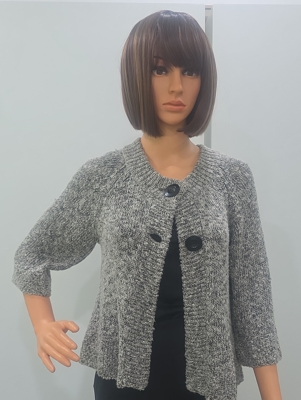 Classiques Entier Grey and Black Marled Button-Front Cardigan From Nordstrom. XS